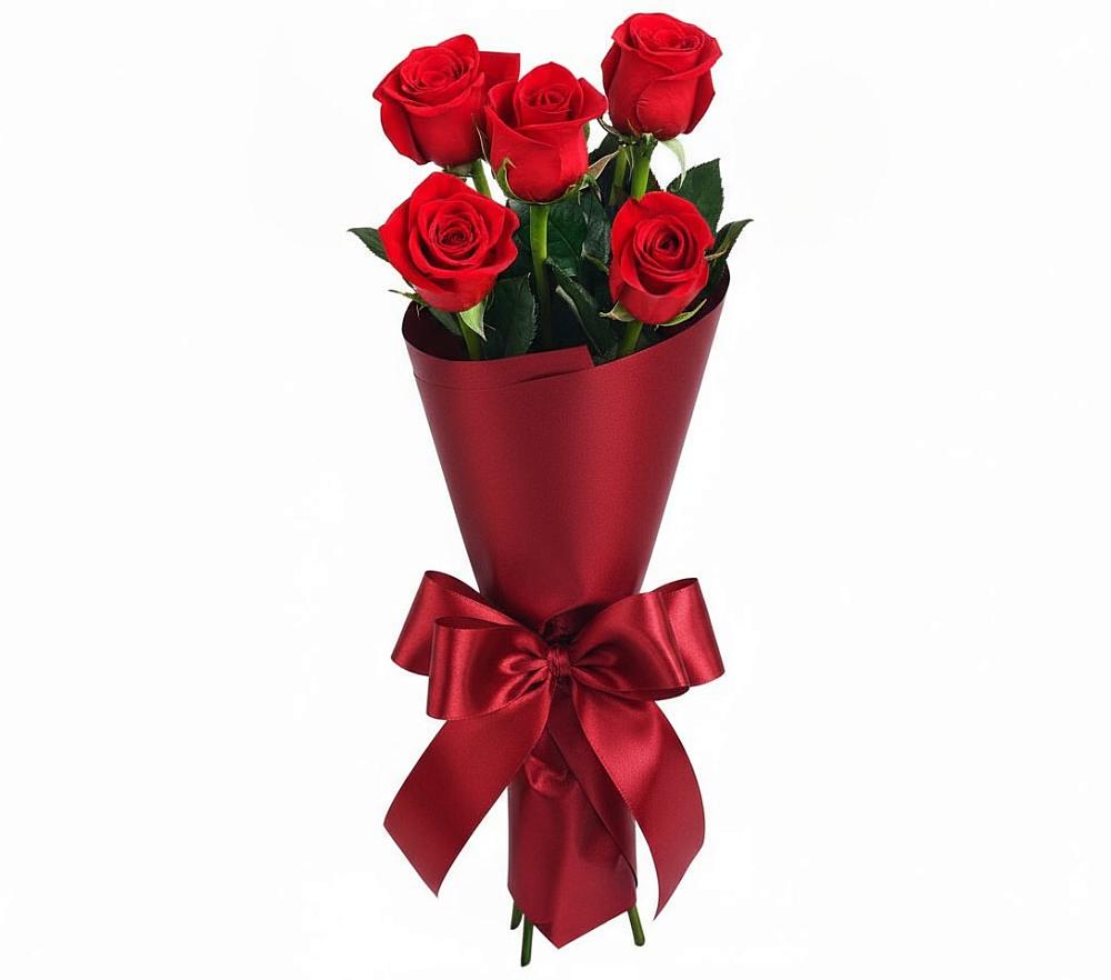 Букет 5 Красных роз Эдлесс Лав в Поселок Чайковского