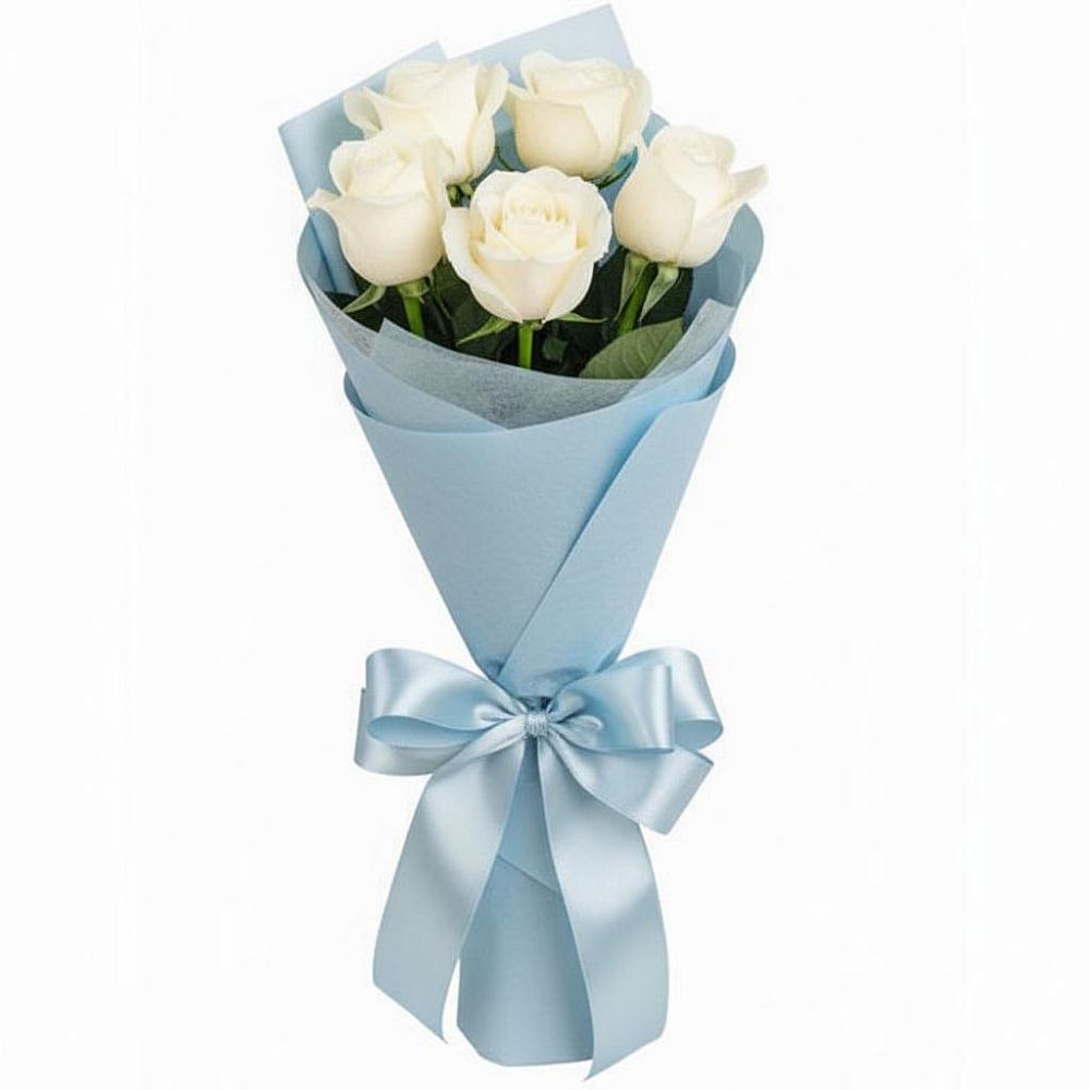 Букет 5 Белых роз Проуд в Поселок Чайковского