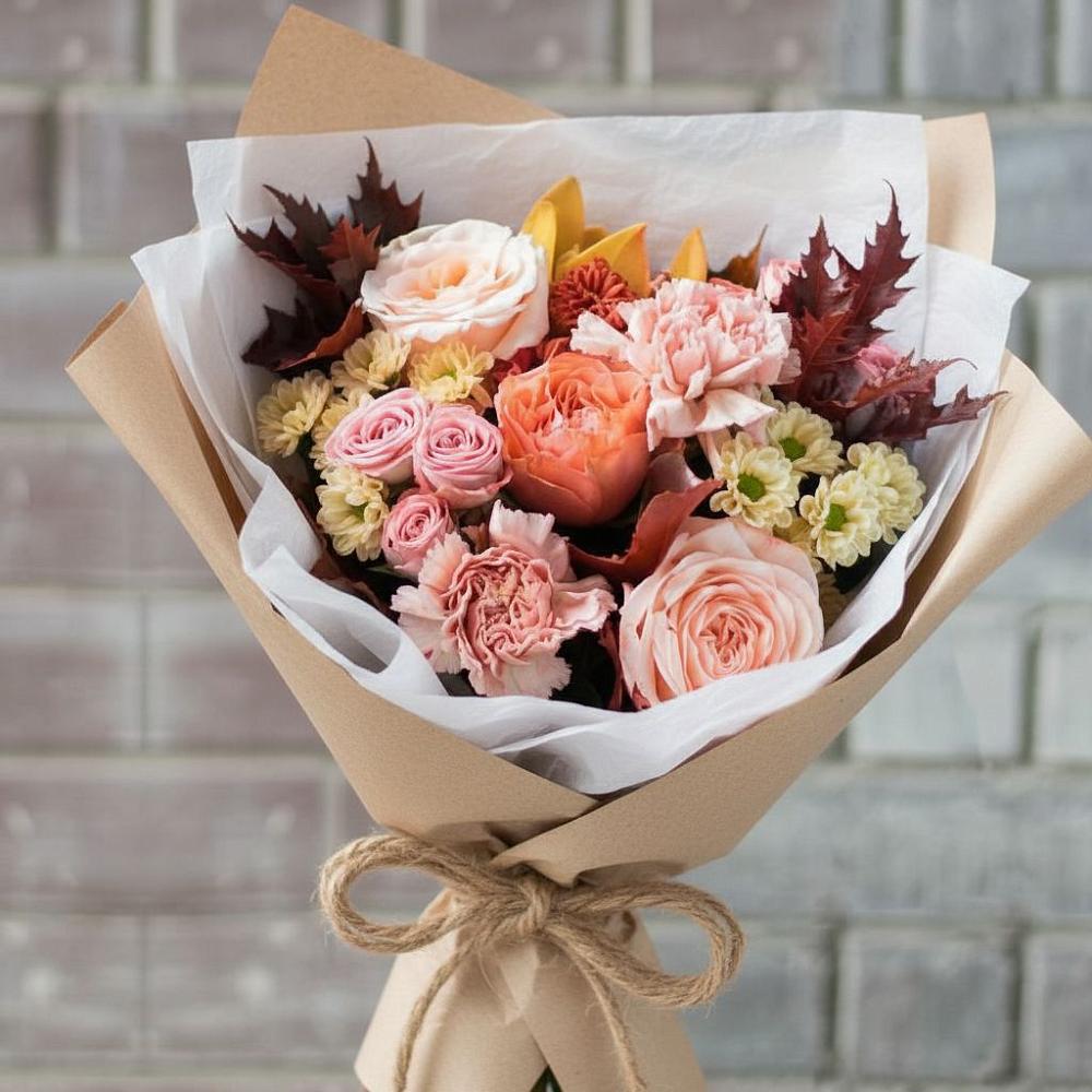 Букет цветов из: Гвоздики, Хризантемы и Розы в Поселок Чайковского