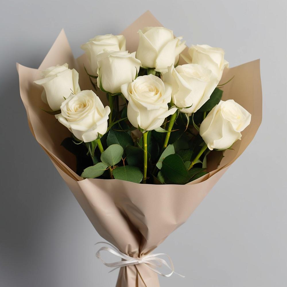 Букет 9 Белых роз Эдлесс Лав в Поселок Чайковского