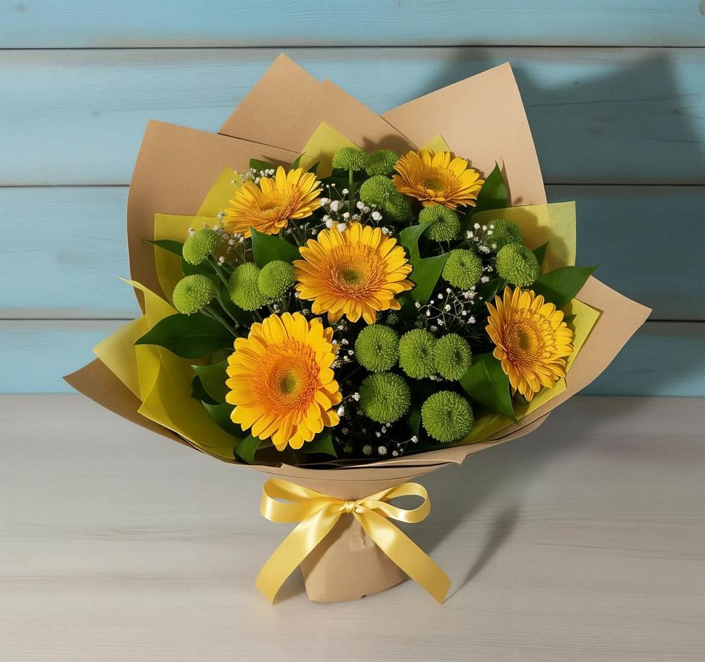 Букет цветов из: Герберы и Хризантемы в Поселок Чайковского