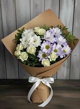 Букет цветов из:  Хризантемы и Розы в Поселок Чайковского