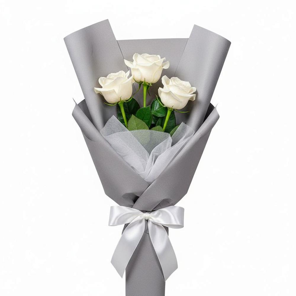 Букет 3 белые розы в Поселок Чайковского