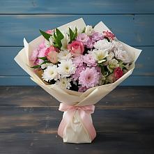 Букет цветов из:  Хризантемы, Альстромерии и Розы в Поселок Чайковского