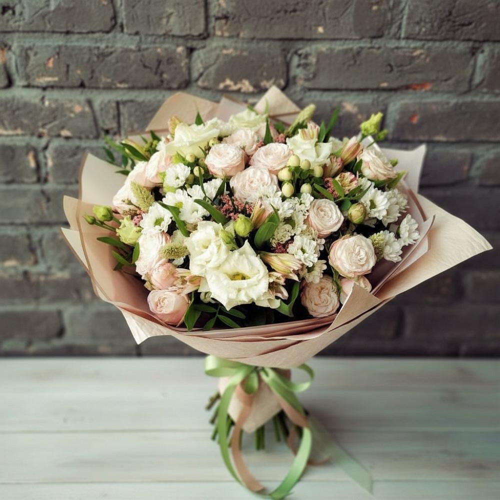 Букет цветов из: Альстромерии, Розы и Хризантемы в Поселок Чайковского