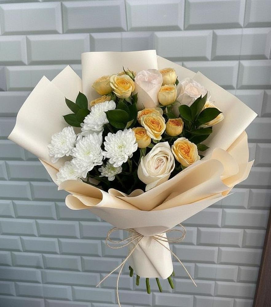 Букет цветов из: Розы и Хризантемы в Поселок Чайковского