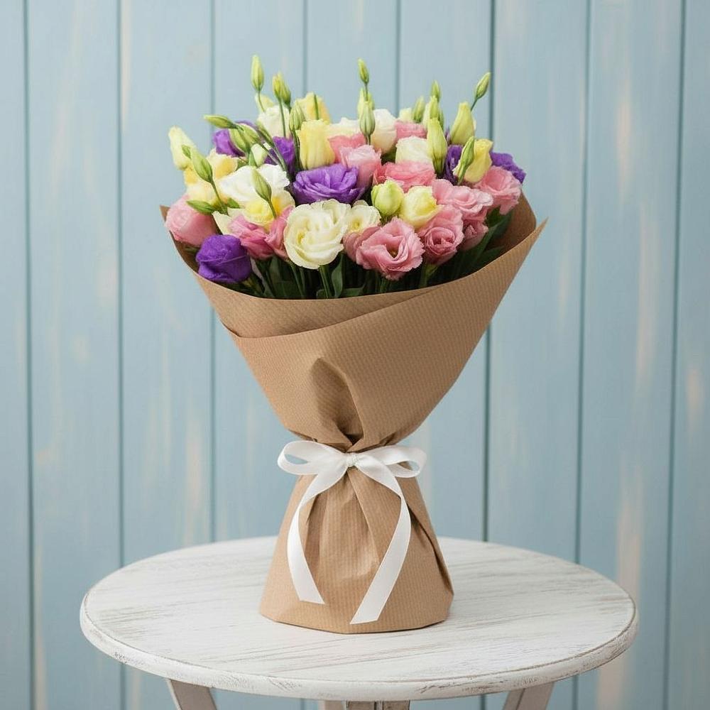 Букет цветов из: Лизиантусы в Поселок Чайковского