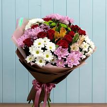 Букет цветов из:  Розы, Хризантемы и Альстромерии в Поселок Чайковского