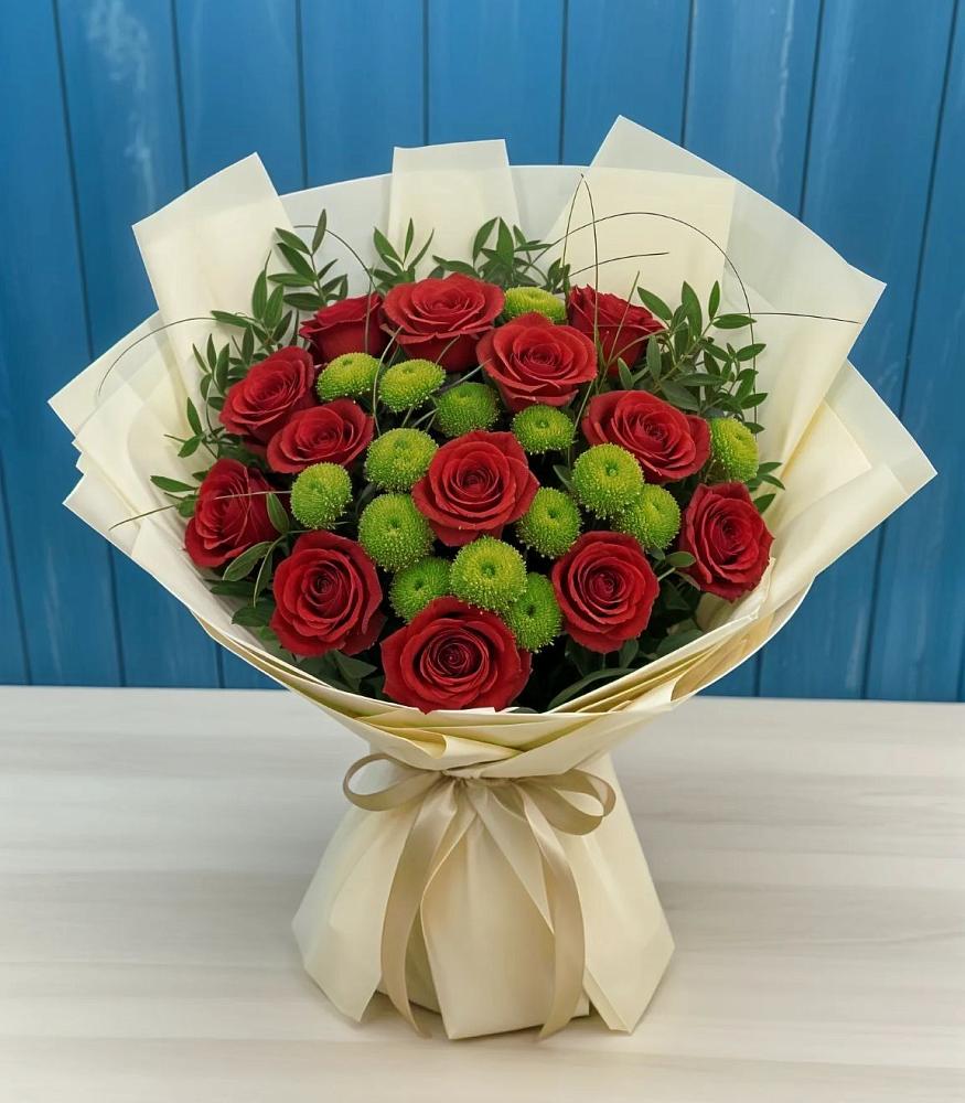 Букет цветов из: Розы и Хризантемы в Поселок Чайковского